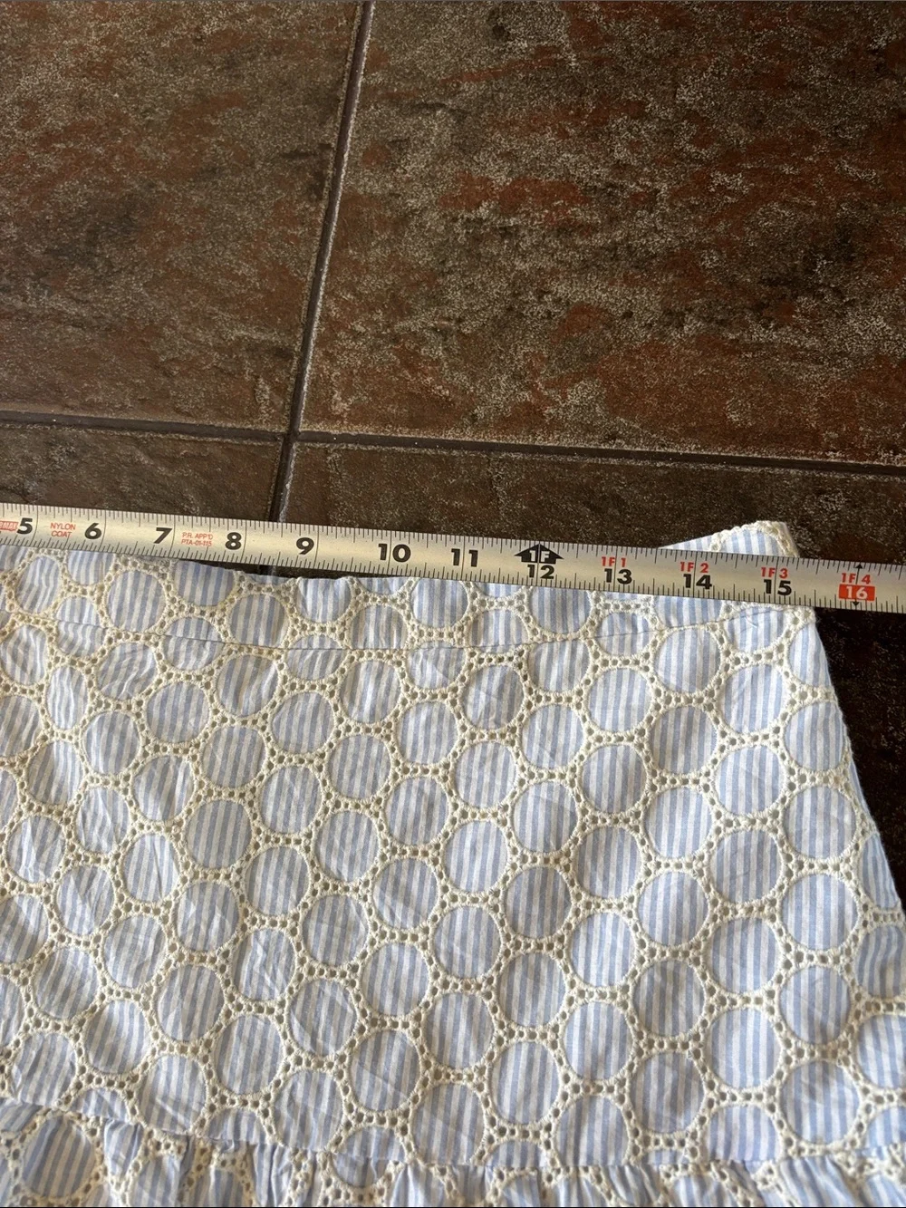 J. Crew White and Light Blue Tiered Eyelet Mini Skirt